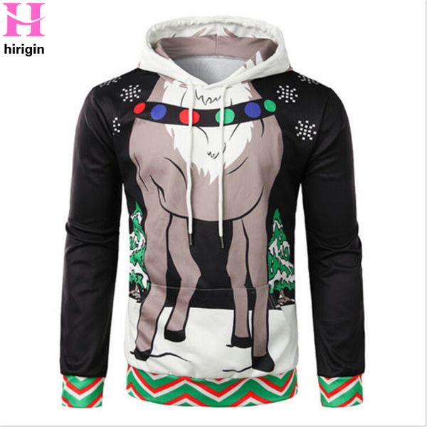 

Hoodies Men New Christmas Hot Elk Print Reindeer Hooded Hoodies Male New Long Sleeve Casual Sweatshirt Tops Man Pullovers
