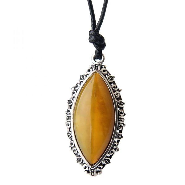 

women vintage agate gemstone teardrop pendant necklace long sweater chain, Silver