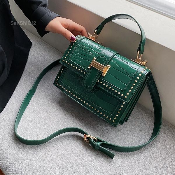 

rivets pu leather crossbody bags for women 2020 fashion shoulder messenger bag female travel handbags and purses bolsa feminina