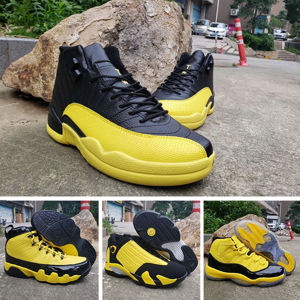 

jumpman 9s yellow basketball shoes male outdoor 11s bumblebee basket sneaker 12s 14s classic anti-slip chassures