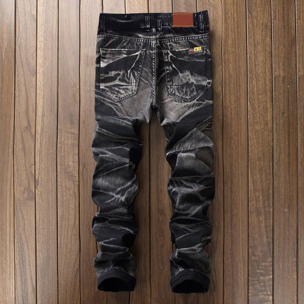 

fashion-men's distressed stretch biker jeans vintage men hip hop slim fit jeans trousers retro punk style straight denim pants plus siz, Blue