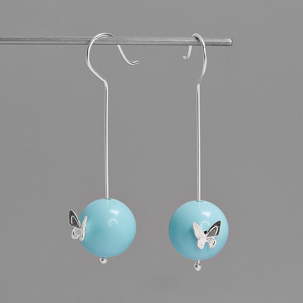

inature 925 sterling silver fashion blue pink butterfly drop earrings fashion jewelry accessories