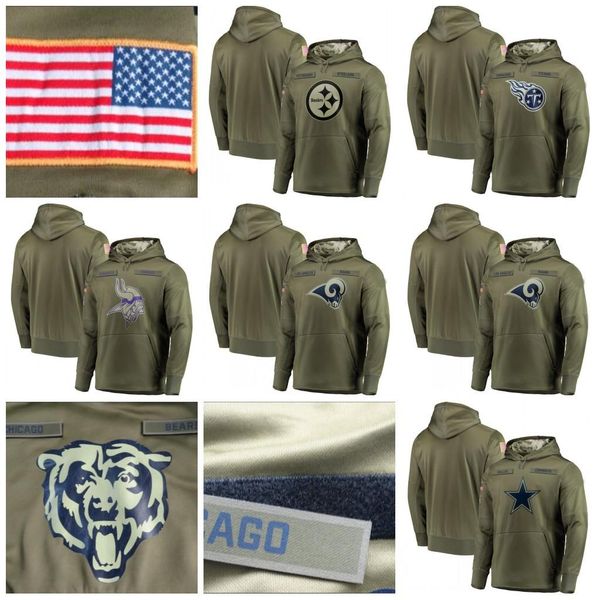 

2019 los angeles sweatshirt ram olive salute to service sideline therma performance pullover hoodie men women youth01, Blue;black