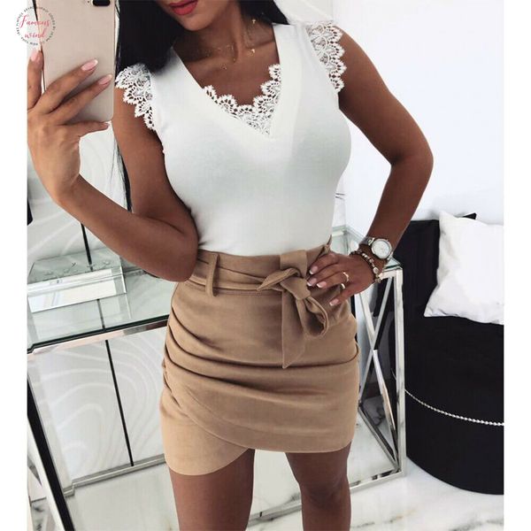 

lace v neck tank women 2019 summer backless up tee shirt sleeveless vest white black ladies shirts blusas