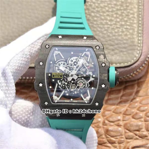 

горячая 8 стиль nt лучшие часы rm35-02 tpt carbon case autoamtic движение мужские часы skeleton циферблат зеленый резиновый ремешок мужские, Slivery;brown