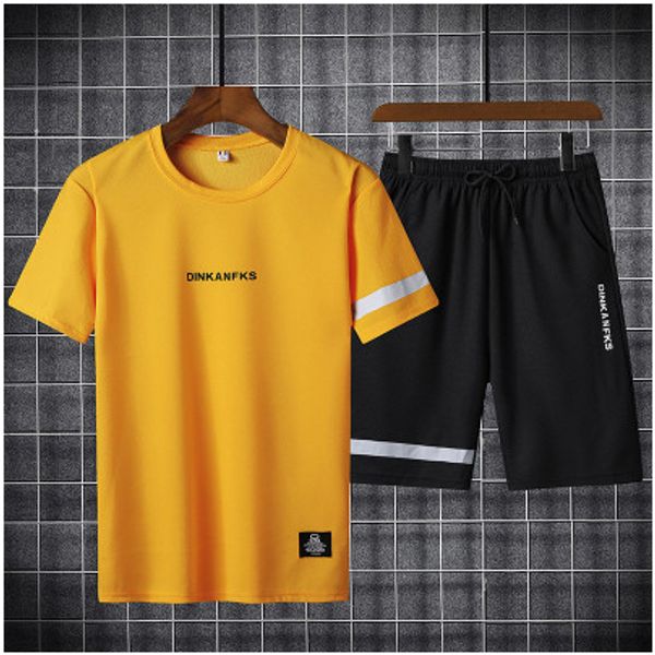 

mens sport suits summer casual sets mens designer two-pieces fashion sports clothing 2020 new solid color short sleeve + shorts, Gray
