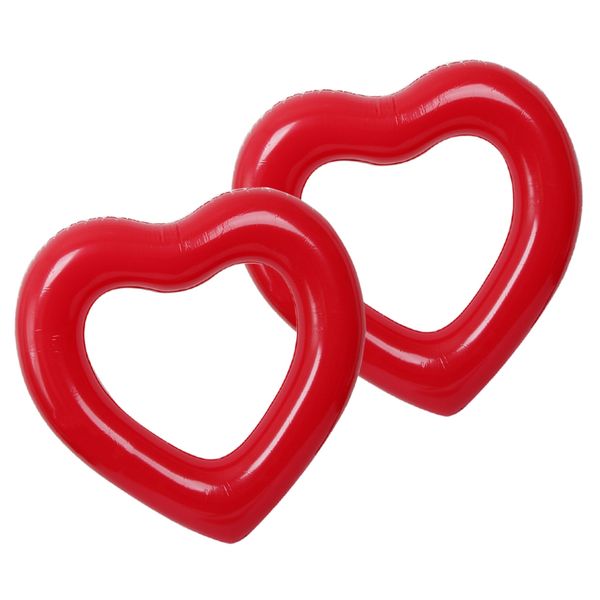 

2pcs надувной giant heart shaped резиновое кольцо бассейн поплавок для summer party beach lounge бассейн плавсредств life vest буо