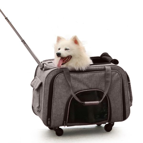

dodopet pet rolling carrier bag removeable dog cat carrier bag with wheels for outdoor travel