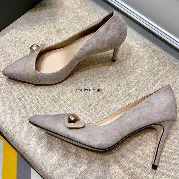 

metal decor pointed toe patent leather women high heels summer suede style ladies velvet pumps women slip-on thin heel shoe, Black