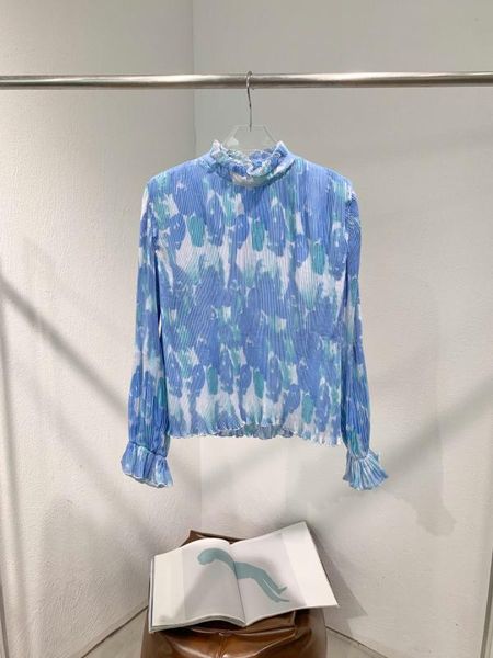 

2020 new ladies fashion long sleeve casual printed pleated 0606, White