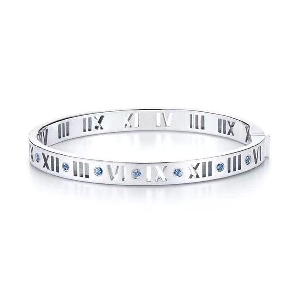

stainless steel jewelry bracelets fashion rome digital bracelet blue diamond bracelet, Black