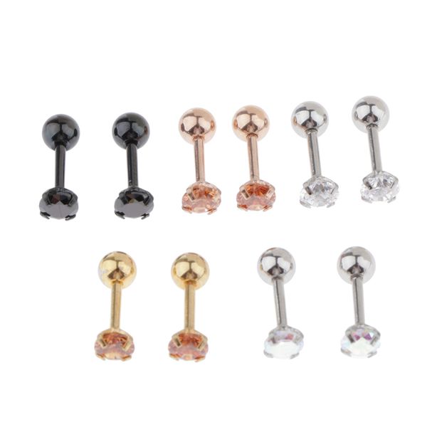 

5 pairs stainless steel ear stud earrings fashion jewelry 5 colors, Golden