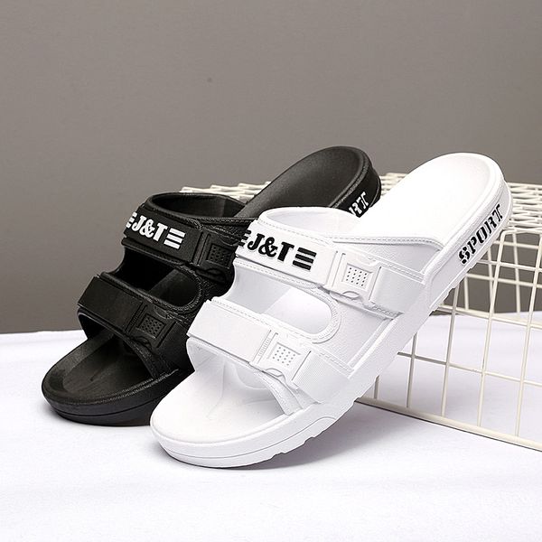 

surom summer word drag beach shoes 2019 new men's fashion wild non-slip slippers men's breathable comfortable beach sandals, Black
