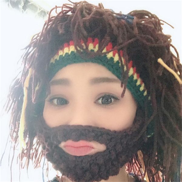 

new fashion jamaican knitted beanies wig braid hat party hats rasta hair hat with mask for christmas halloween headdress