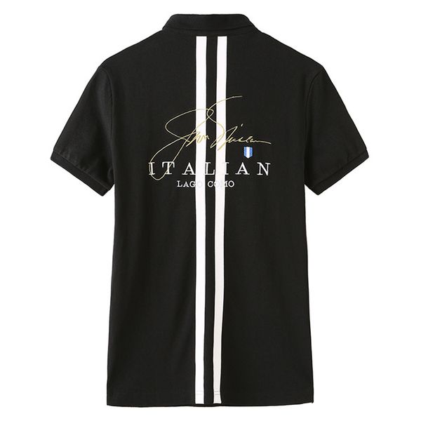 

mens designer polos letters embroidery personality cotton lapel solid black half sleeve summer casual style short sleeve polo, White;black