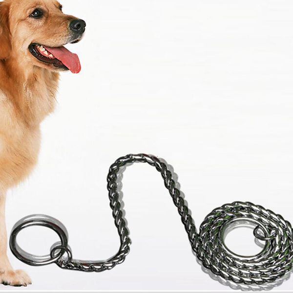 

good sale pet outdoor training leash pet training collar silver stainless steel snake chain leash game chain