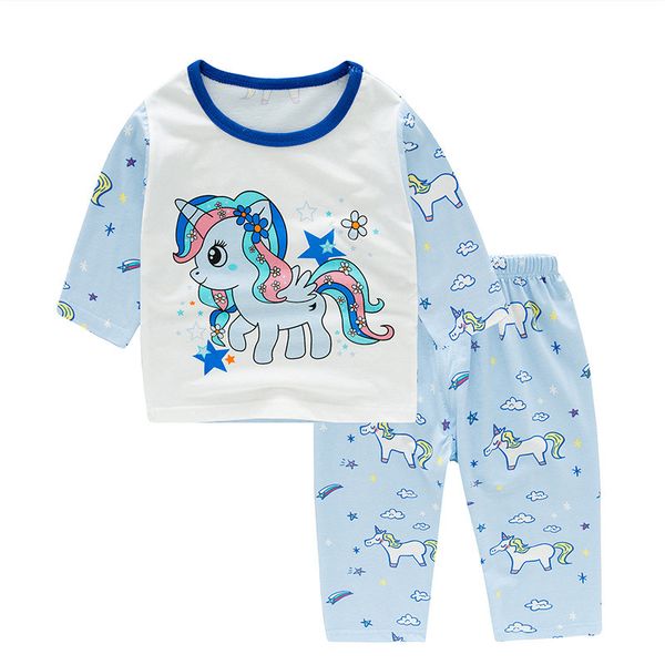 

unicorn pajamas for girls 2019 autumn children's pajamas set kids long sleeve pyjamas baby boys cotton pijama infantil sleepwear, Blue;red