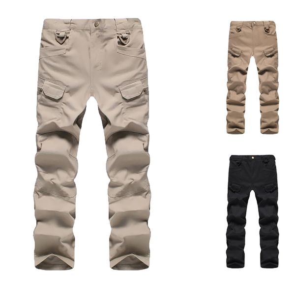 

men's cotton hiking trousers cargo pants with multi-pockets for outdoor camping backpacking, Black;green