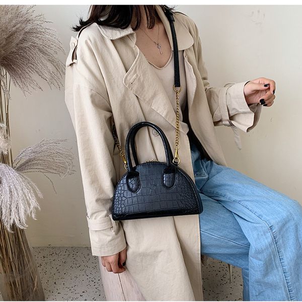

women quality shoulder messenger bag fashion stone pattern leather crossbody bags lady travel semicircle handbags