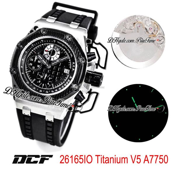 

dcf survivor 26165io eta a7750 chronograph automatic mens watch steel black bezel black textured dial rubber limited edition puretime dc01, Slivery;brown