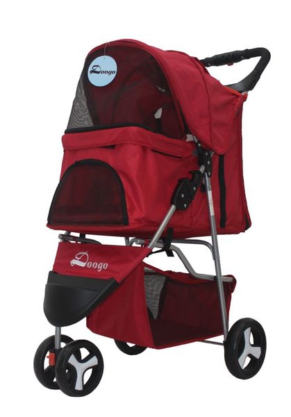 

lightweight folding pet stroller dog cat teddy cart three round pet stroller dog
