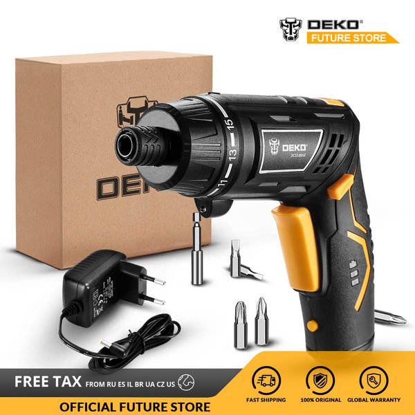 

deko dcs3.6du2 cordless electric screwdriver with twistable handle household diy rechargeable battery screwdriver 15+1 settings
