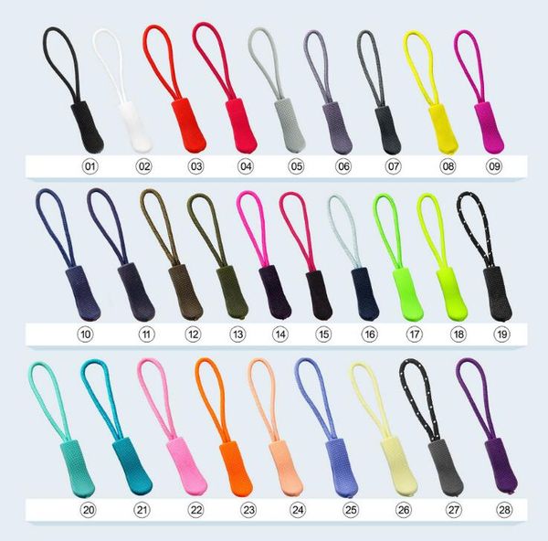 

28colors zip cord tab replacement clip zipper pull puller end fit rope tag fixer broken buckle travel bag suitcase tent backpack