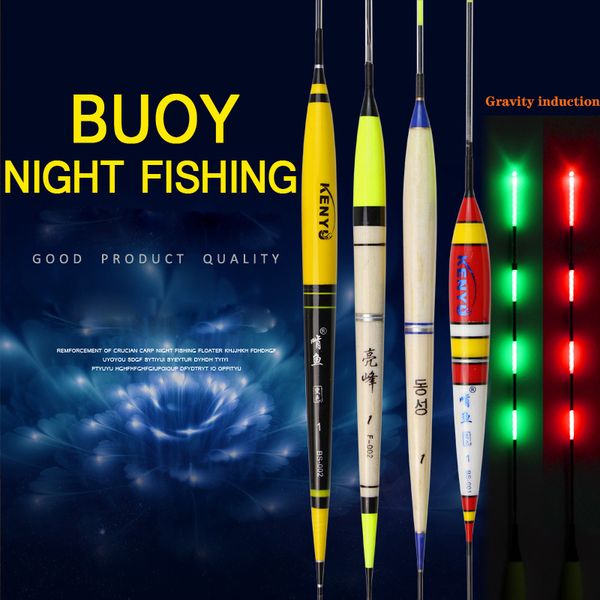 

smart fishing float bite alarm fish bite bait gravity sensor led light color change automatic night electronic changing buoy new