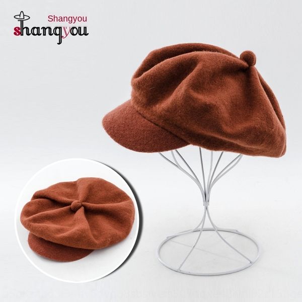 

casual all-match newsboy ladies' wool wool casual all-match woolen newsboy cap ladies' woolen cap, Blue;gray