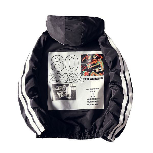 

men winter style hong kong wind hooded tooling labeling casual cotton jacket, Black;brown
