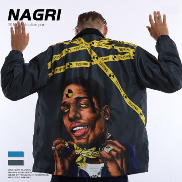 

mens fashion jackets nagri europe and the united states tide brand trend mens 2020 autumn and winter asap rocky rap stand collar size s-xl, Black;brown
