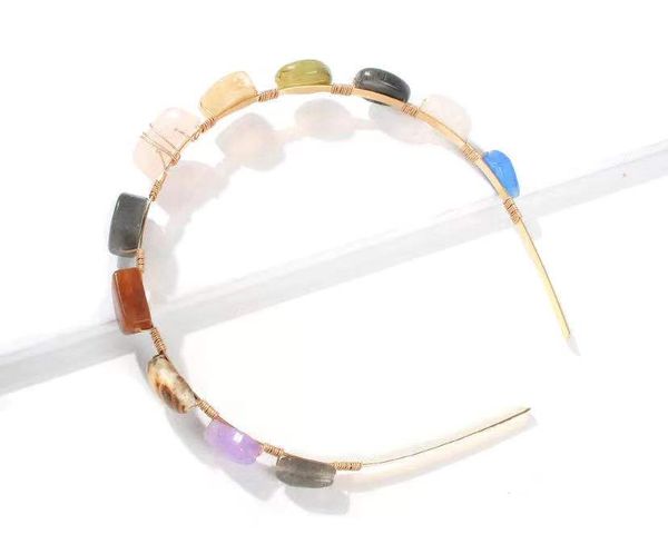 

волосы хооп оголовье застежка европейский и американский творческий shell handmade headwear new simple color natural stone web celebrity, Black;brown