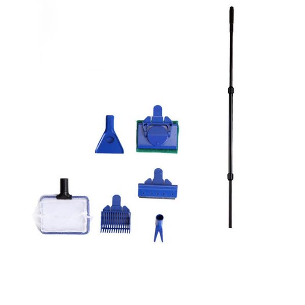

aquarium cleaner 5 in 1 long handle clean set fish net gravel rake algae scraper grass fish tank cleaner tool