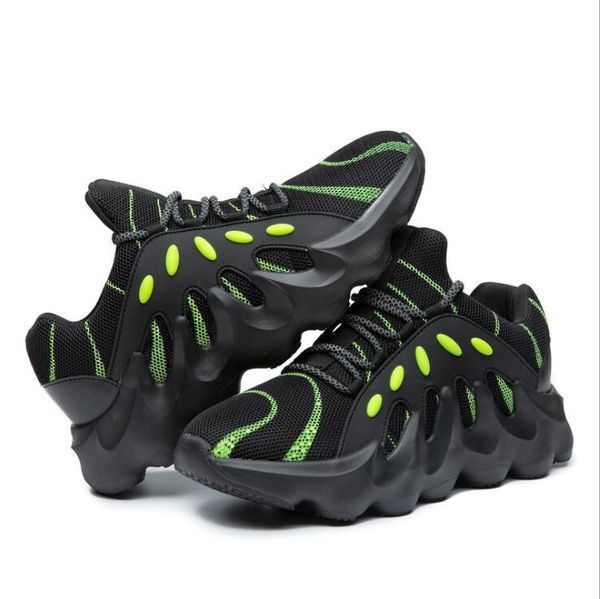 

fashion casual shoes men trainers weaving sneaker women breathable mesh shoes lace up flats tide male stretch plus size 35-48, Black