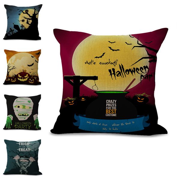 

halloween skull pillowcase bed zombie pillowcover cotton linen ethnic car pillow cover bedroom sofa throw cushion pillow case drop ship