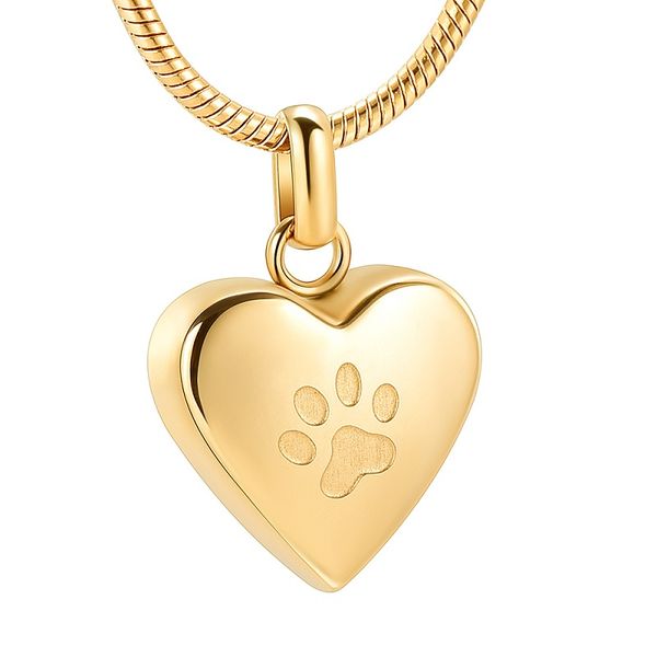 

ijd8455 кремация из нержавеющей стали золотое сердце урна ожерелья pet dog paw print кремация ожерелье мемориал подвеска пепел, Silver