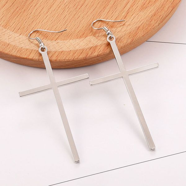 

gold silver plated long cross earrings dangle for women girl gothic handmade punk jewelry party club decor