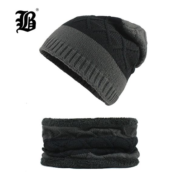 

flb] winter knitted hat beanies men women scarf caps mask gorras bonnet warm baggy winter hats for men skullies beanies f18037
