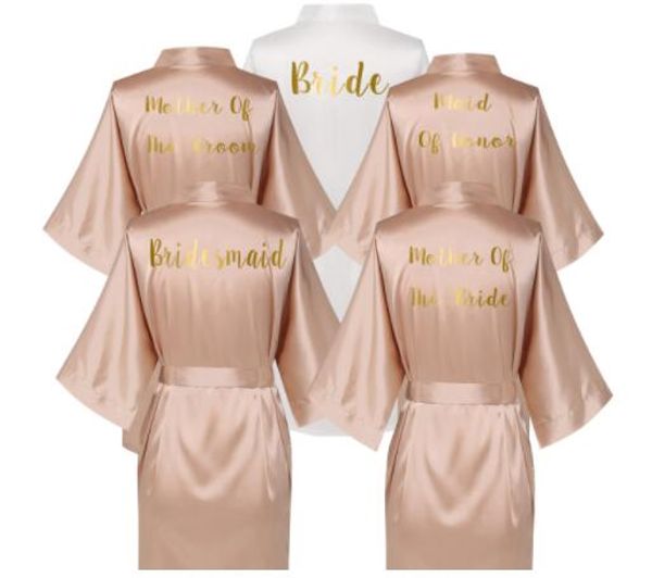 

rose gold satin silk bride robe wedding robe bridesmaid bride dressing gown bridesmaid robes, Black;red