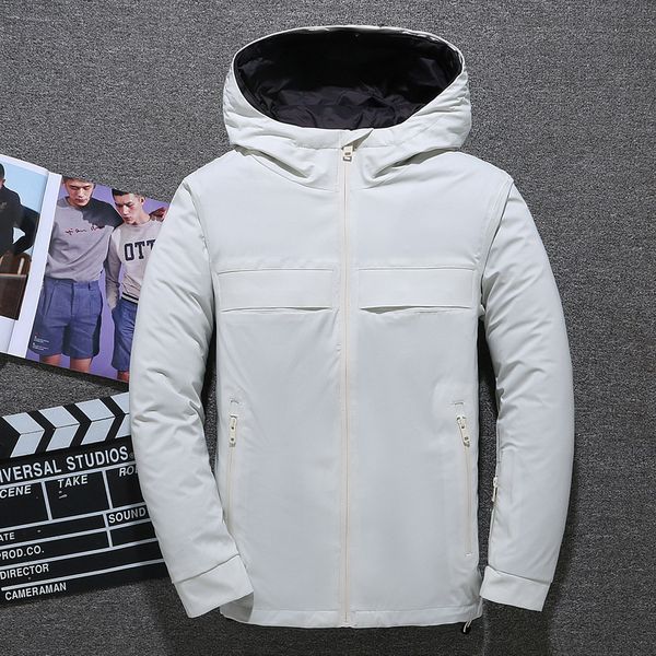

japanese style down jacket men winter white duck jacket and coat multi pockets thicken warm parkas for male, Black