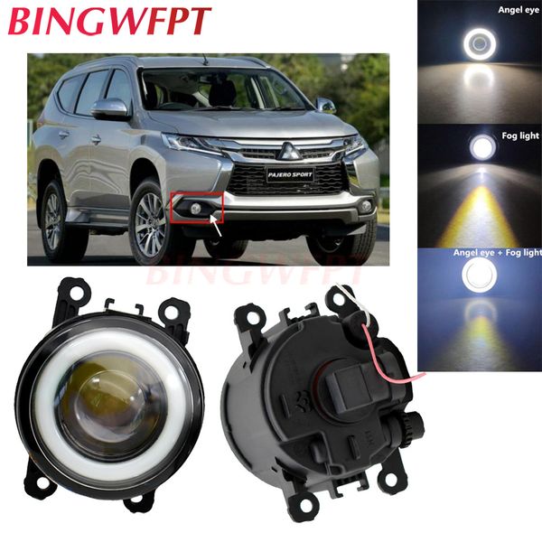 

2pcs new car styling angel eyes front bumper led fog lights with len for mitsubishi pajero sport /montero sport/nativa/prajero