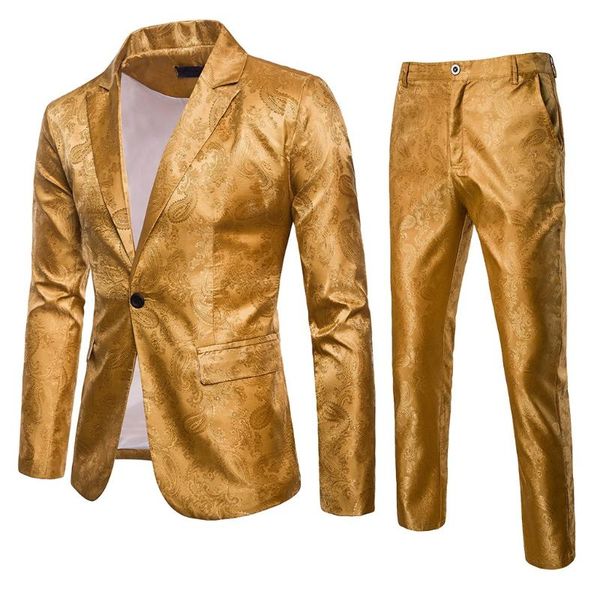 

entertainment 2 pieces set for raree show men sequined suit casual uniform men gold men's suit two pieces g3, White;black