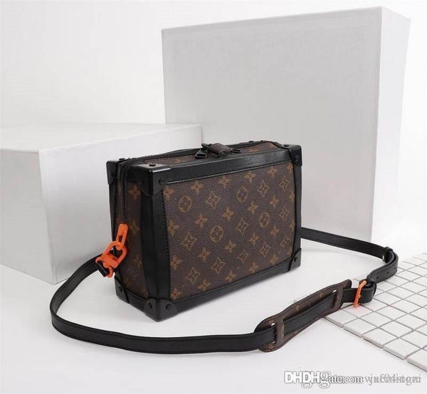 

lovuittoxvirgilabloh ss19 soft trunk black monograms neon brown box bag size: 25x17x9.5cm