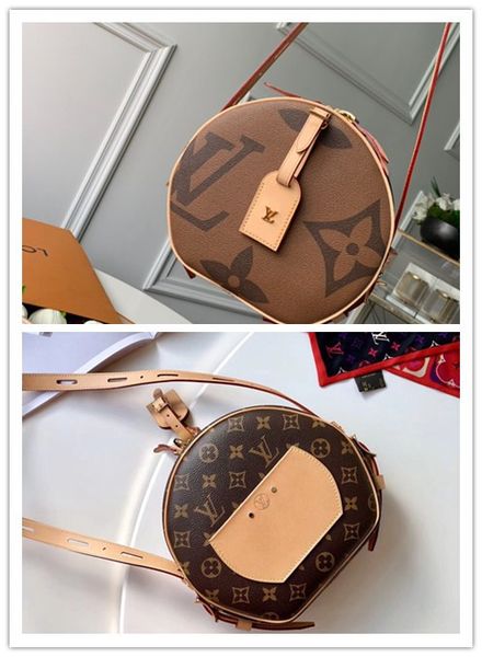 

designer luxury leather handbag 2019 autumn new simple light luxury old flower small round bag handbag shoulder bag 4-1887