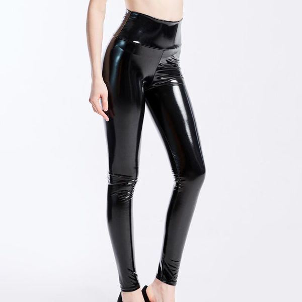 

women's pants & capris black pu leather women high waist skinny push up leggings elastic trousers stretch plus size jeggings drop#35, Black;white