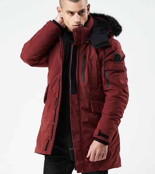 

2019 winter designer coat men's long fashion clothing hooded thick windproof luxury jacket men's youth warm coat, Tan;black