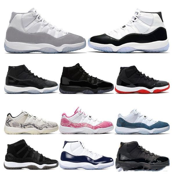 

2019 mens basketball shoes 11s snakeskin vast grey concord 45 23 gamma blue 11 bred womens sports sneaker trainers size us 5.5-13, Black