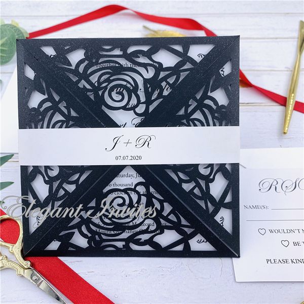 Elegant Flowers Fold Customized Paper Wholesale Laser Cutting