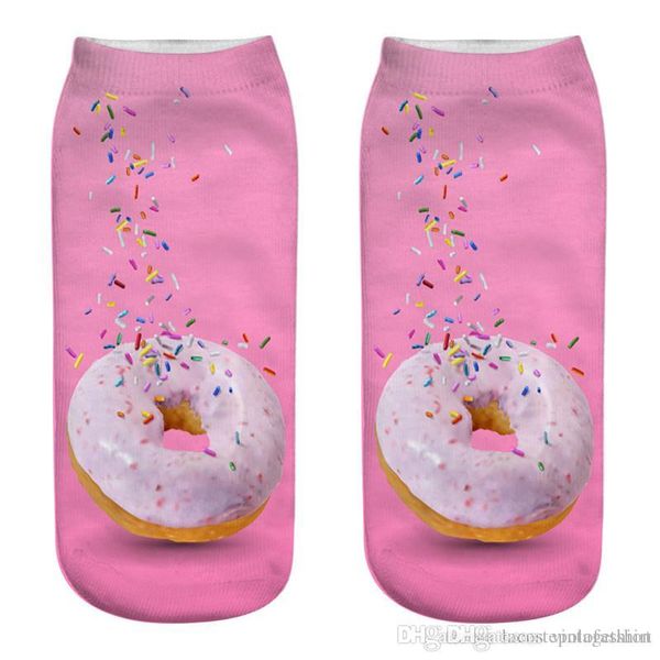 

delicious donuts print womens socks designer foods 3d print socks colorful donna nice day casual hosiery, Black;white