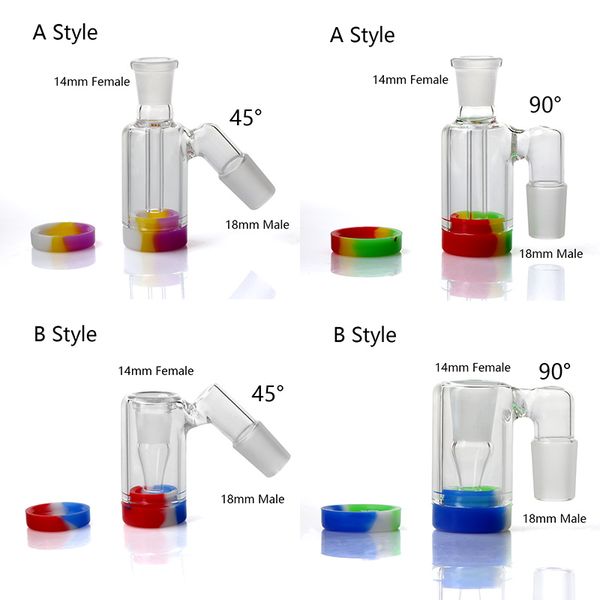 

New Glass Ash Catcher Bowl With 10ML Silicone Female Male 14mm 18mm Joint Bubbler Glass Perc Ashcatcher bong ash catcher Silicone Containe